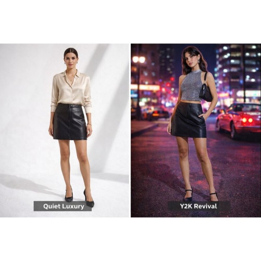 Ralph Lauren Women Blk Lambskin Leather Skirt 14 mob wife aesthetic Quiet Luxury